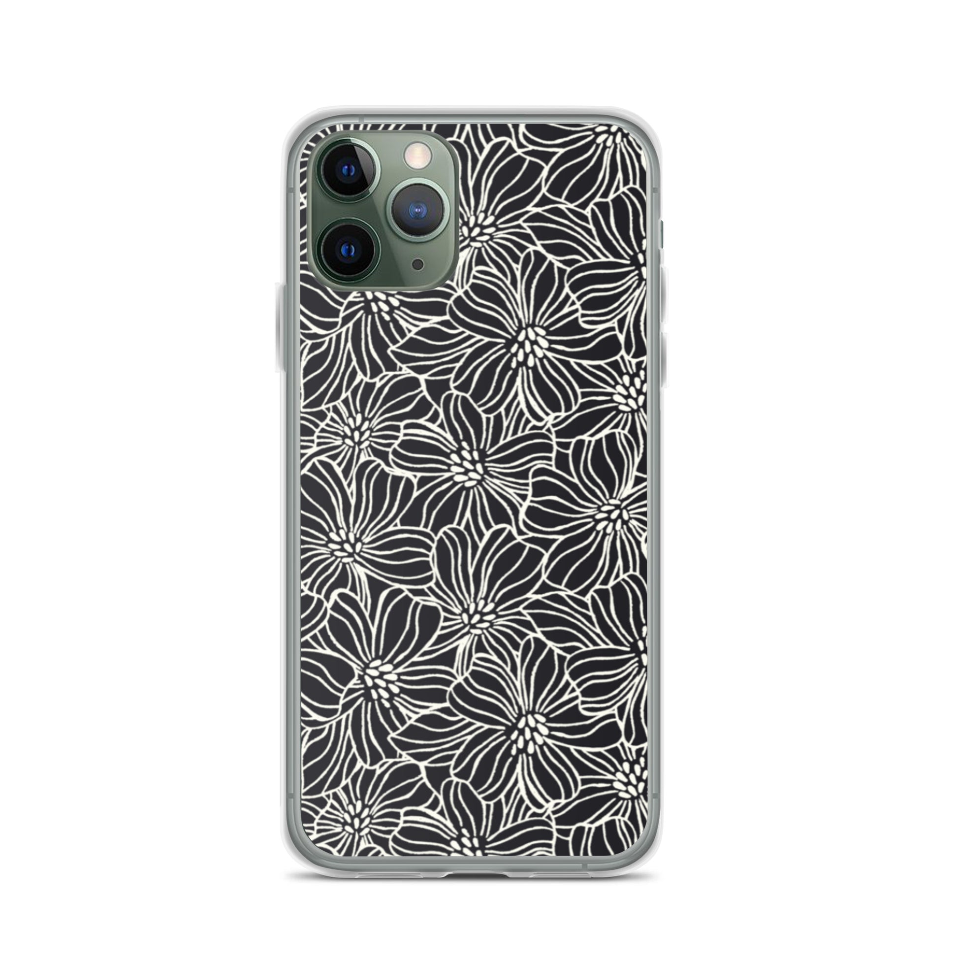 iPhone Case - Black White Flowers - 17 sizes  20.00 bigkahunatshirts