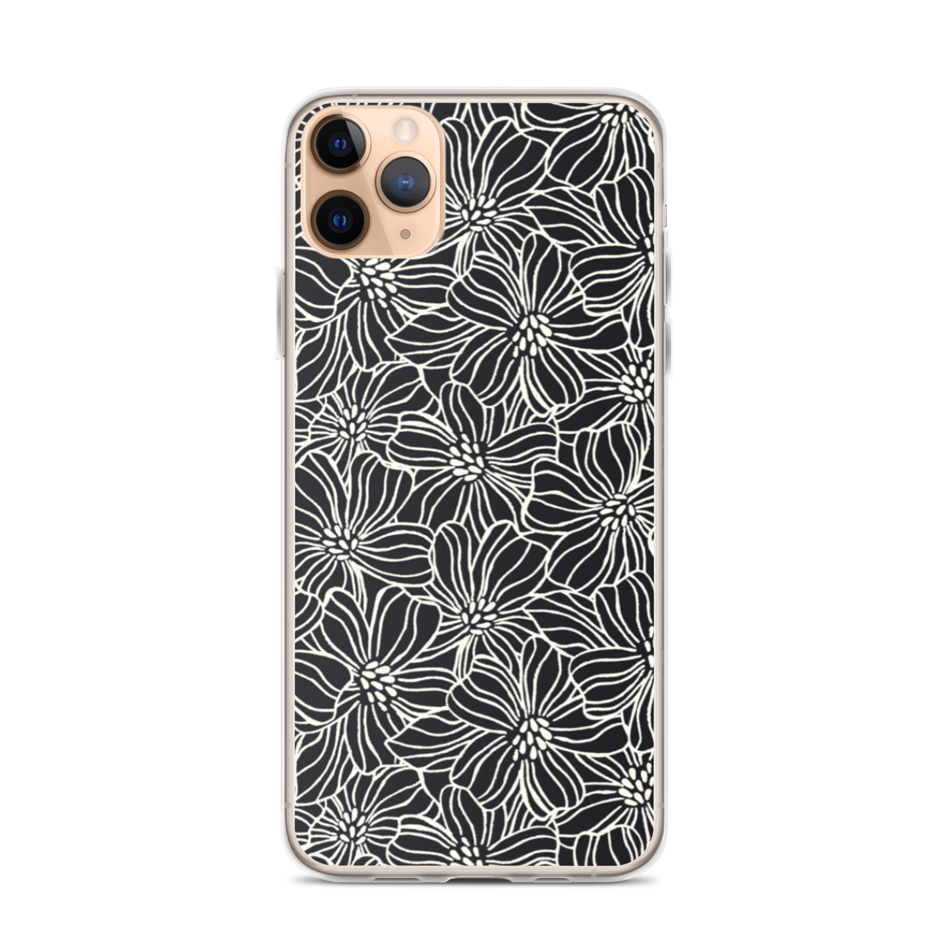 iPhone Case - Black White Flowers - 17 sizes  20.00 bigkahunatshirts