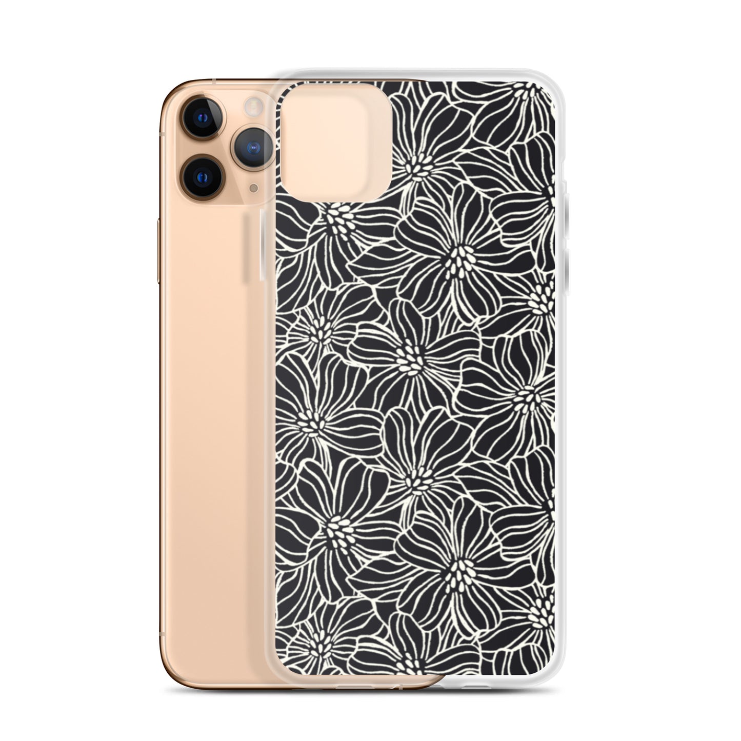 iPhone Case - Black White Flowers - 17 sizes  20.00 bigkahunatshirts