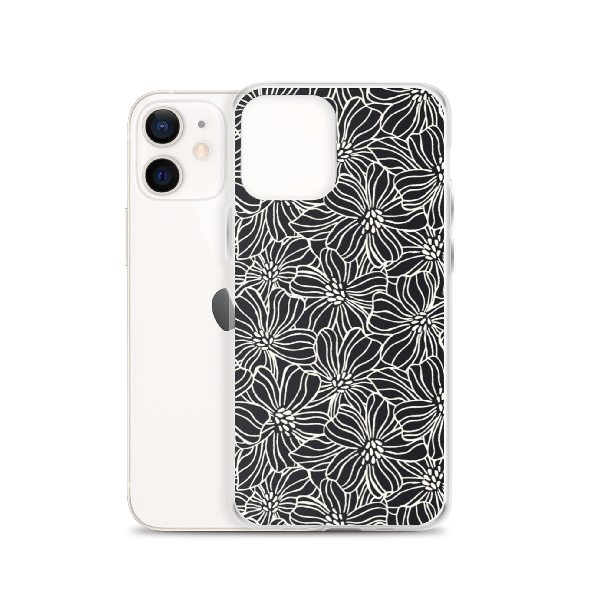 iPhone Case - Black White Flowers - 17 sizes  20.00 bigkahunatshirts