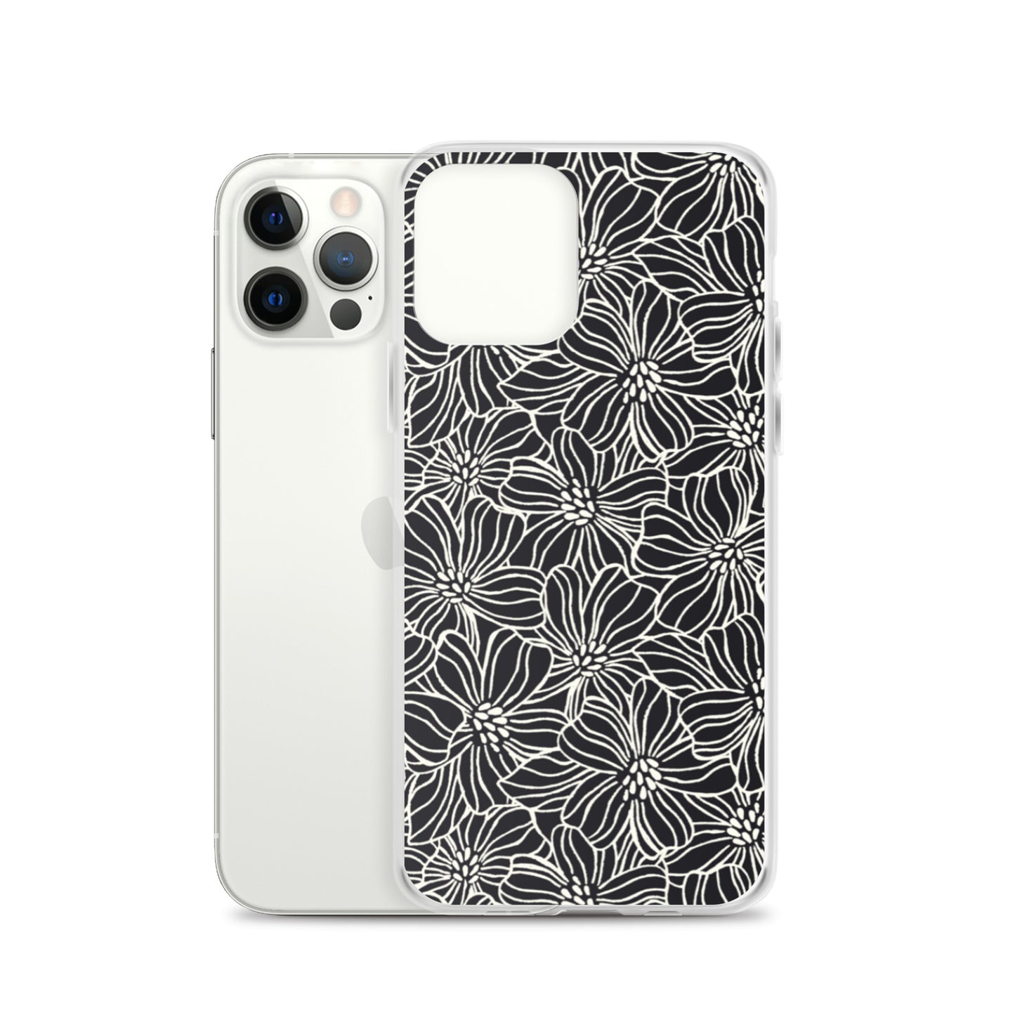 iPhone Case - Black White Flowers - 17 sizes  20.00 bigkahunatshirts