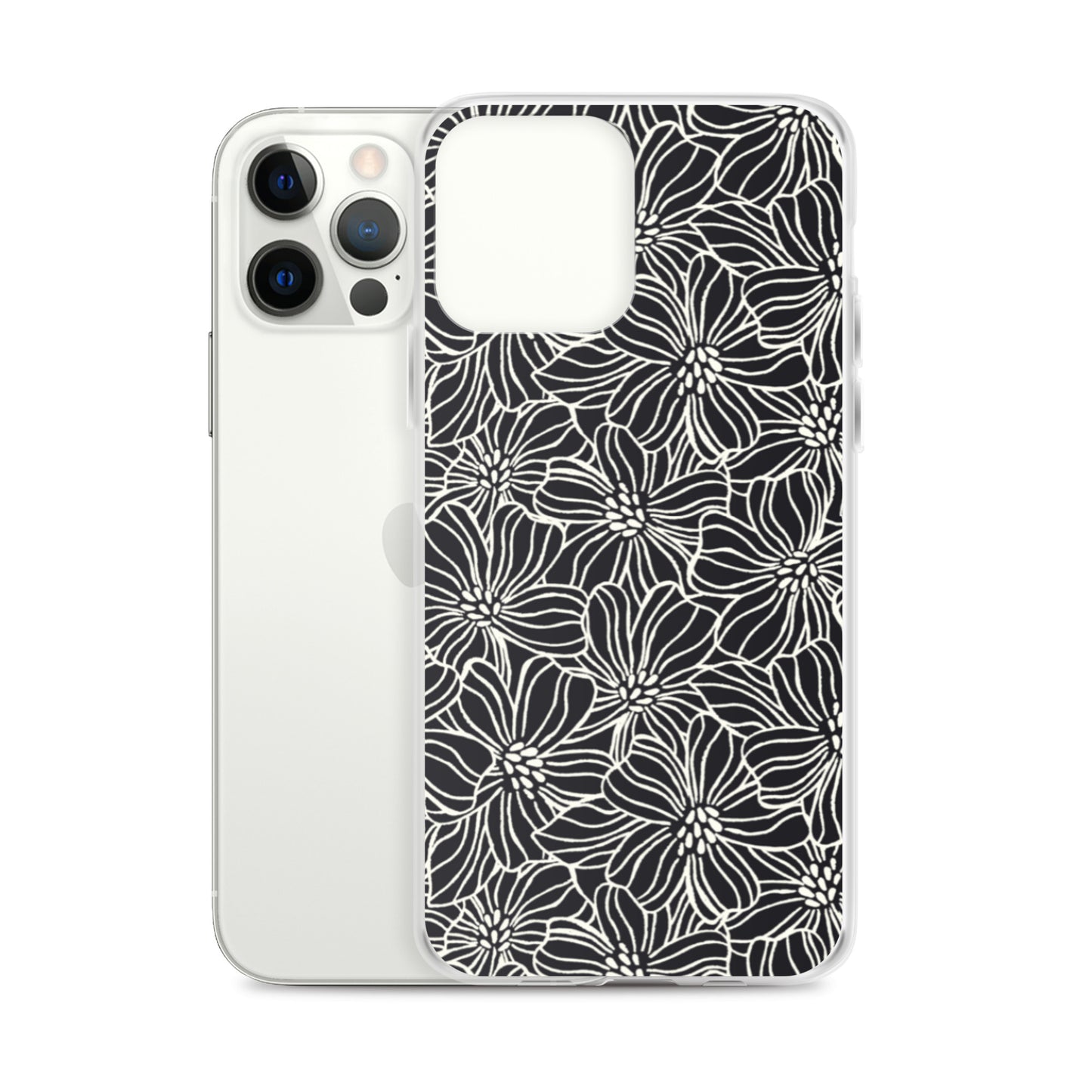 iPhone Case - Black White Flowers - 17 sizes  20.00 bigkahunatshirts