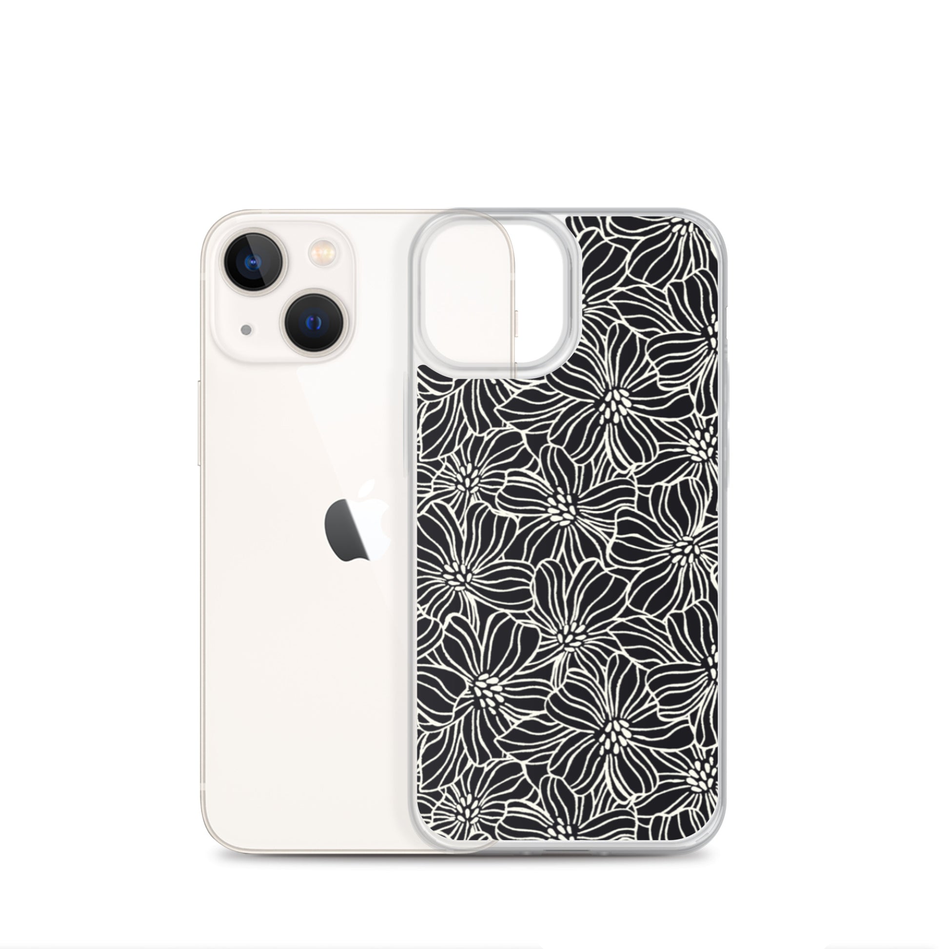 iPhone Case - Black White Flowers - 17 sizes  20.00 bigkahunatshirts