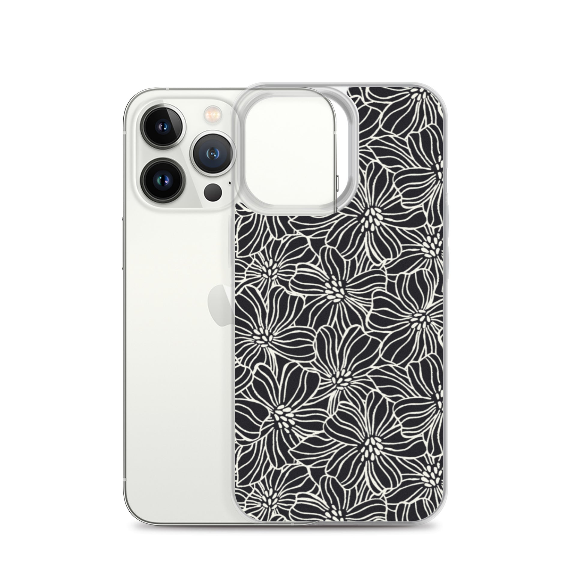 iPhone Case - Black White Flowers - 17 sizes  20.00 bigkahunatshirts