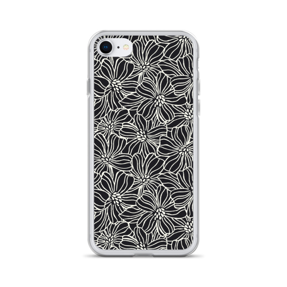 iPhone Case - Black White Flowers - 17 sizes  20.00 bigkahunatshirts