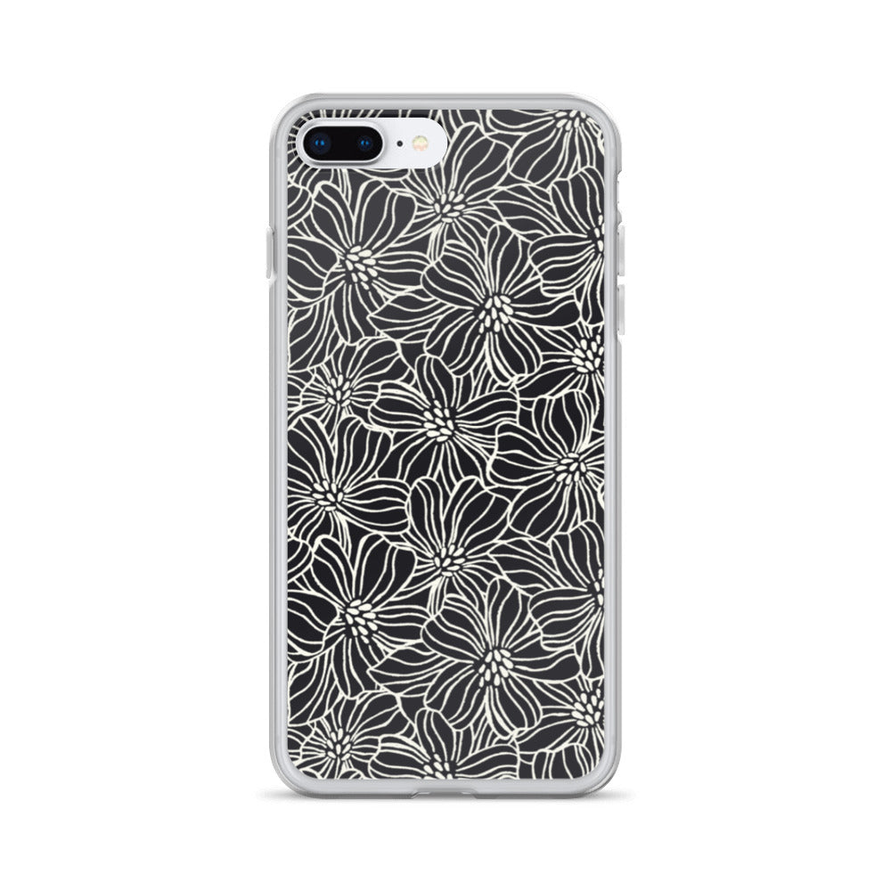 iPhone Case - Black White Flowers - 17 sizes  20.00 bigkahunatshirts