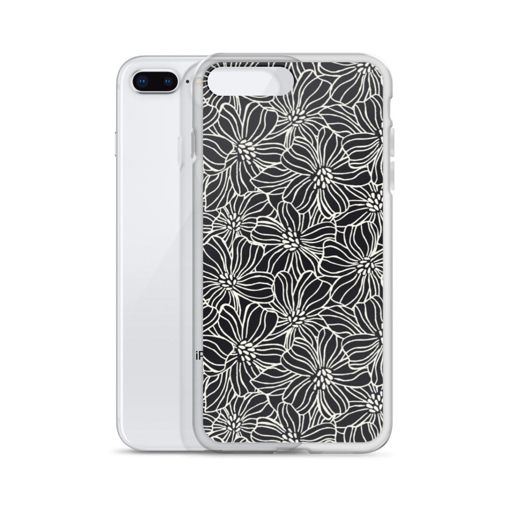 iPhone Case - Black White Flowers - 17 sizes  20.00 bigkahunatshirts