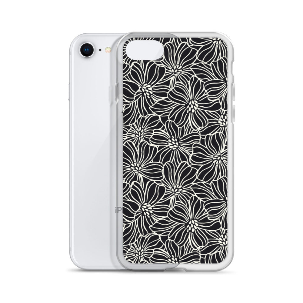 iPhone Case - Black White Flowers - 17 sizes  20.00 bigkahunatshirts