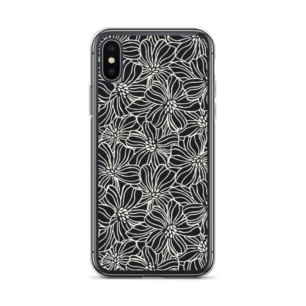 iPhone Case - Black White Flowers - 17 sizes  20.00 bigkahunatshirts