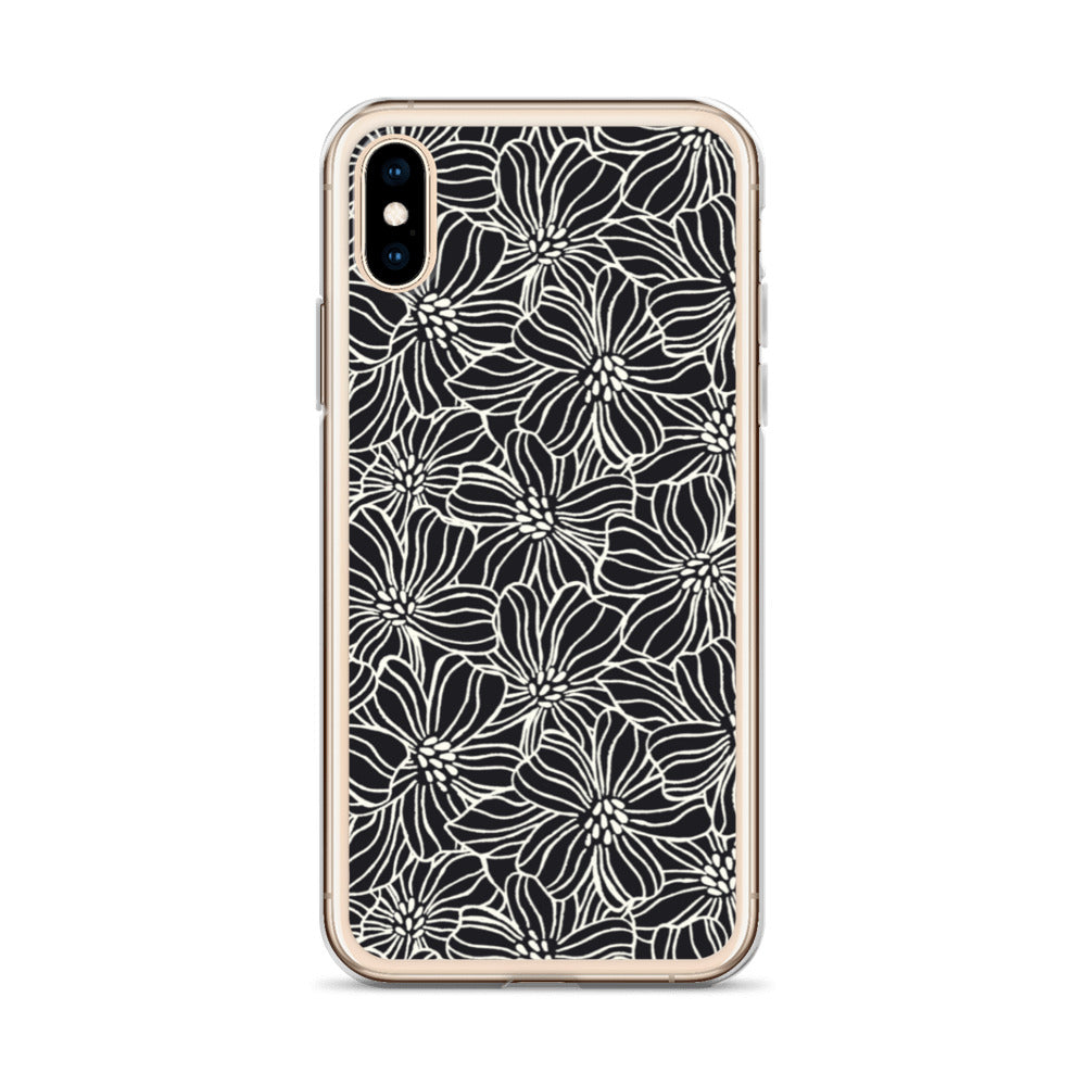 iPhone Case - Black White Flowers - 17 sizes  20.00 bigkahunatshirts