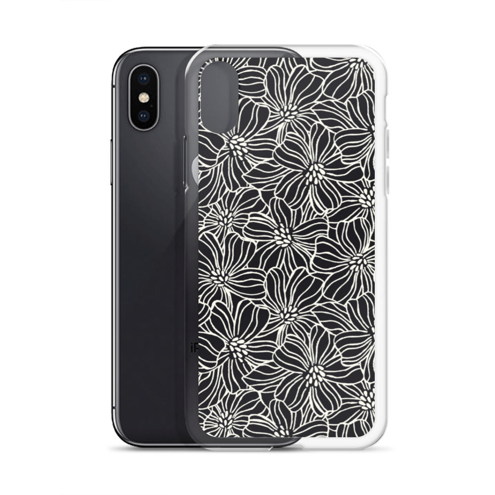 iPhone Case - Black White Flowers - 17 sizes  20.00 bigkahunatshirts