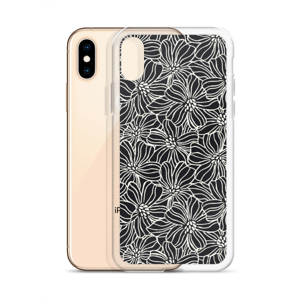 iPhone Case - Black White Flowers - 17 sizes  20.00 bigkahunatshirts