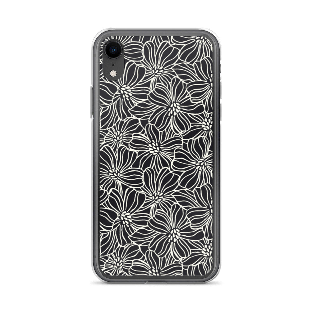 iPhone Case - Black White Flowers - 17 sizes  20.00 bigkahunatshirts