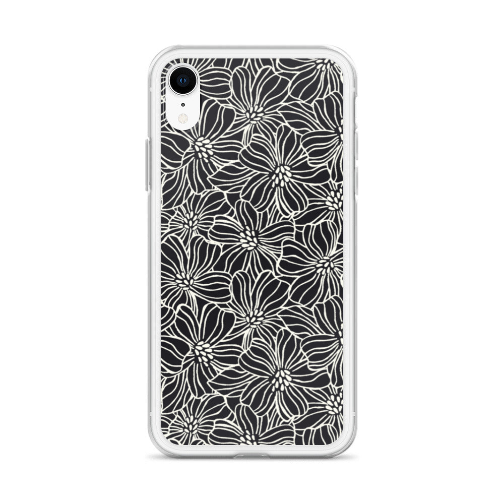 iPhone Case - Black White Flowers - 17 sizes  20.00 bigkahunatshirts