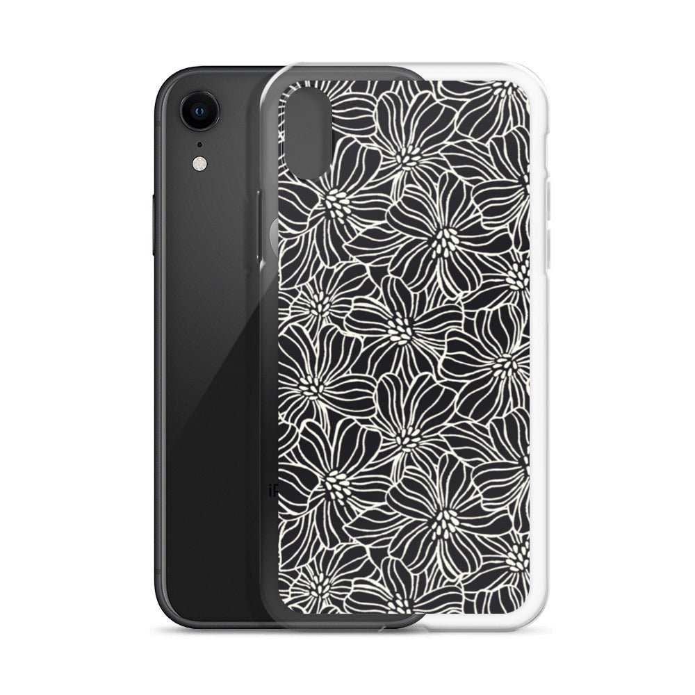 iPhone Case - Black White Flowers - 17 sizes  20.00 bigkahunatshirts