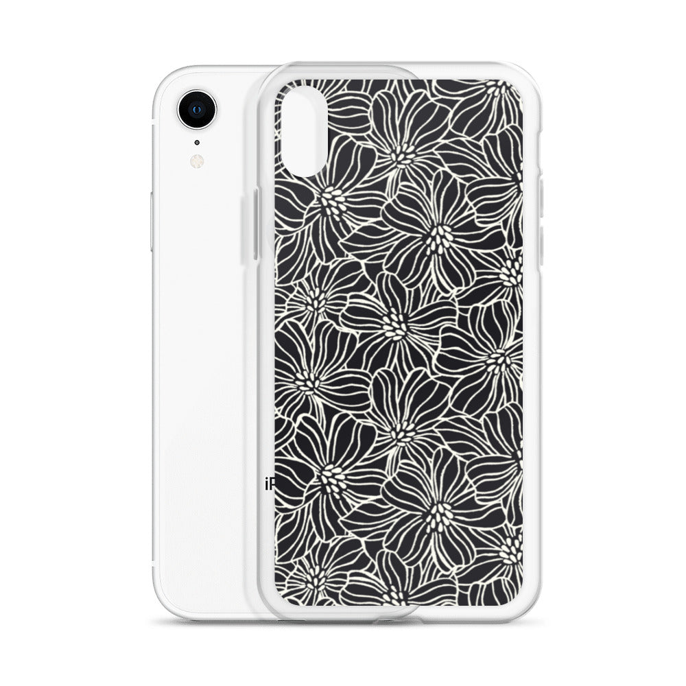 iPhone Case - Black White Flowers - 17 sizes  20.00 bigkahunatshirts