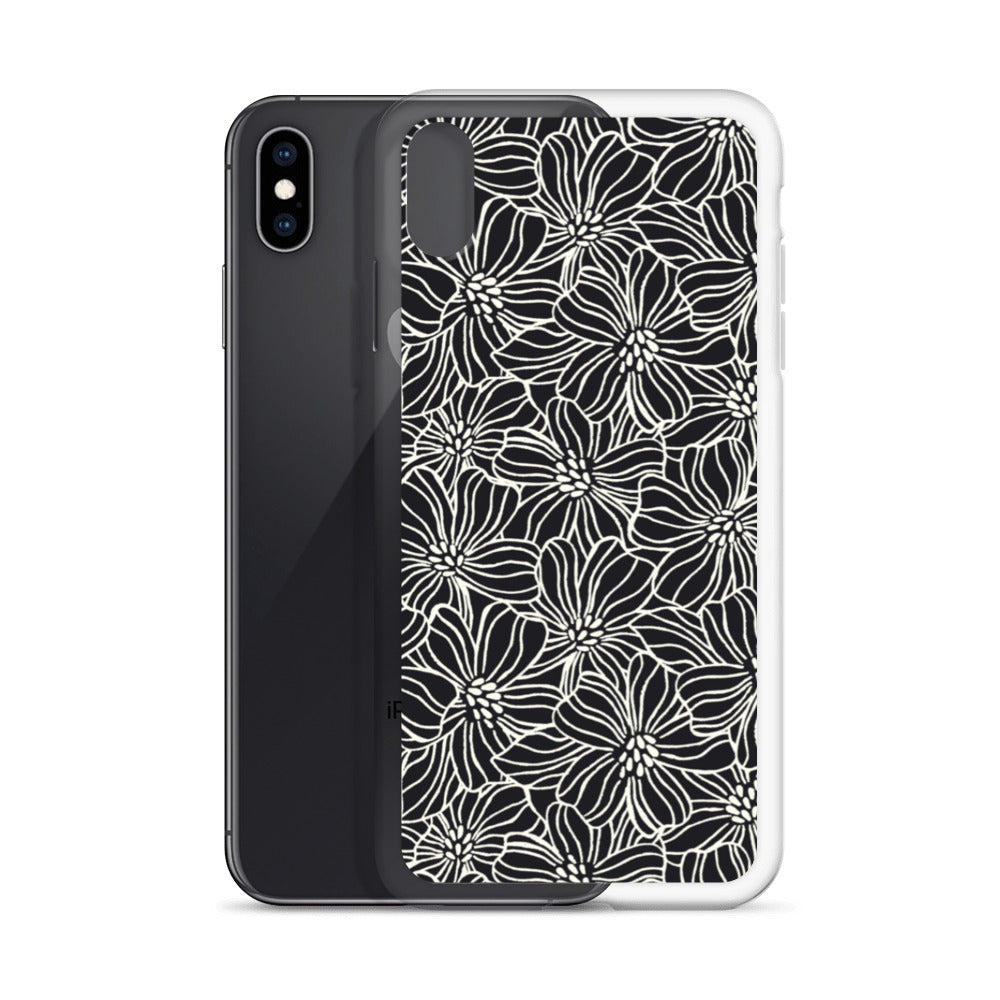 iPhone Case - Black White Flowers - 17 sizes  20.00 bigkahunatshirts