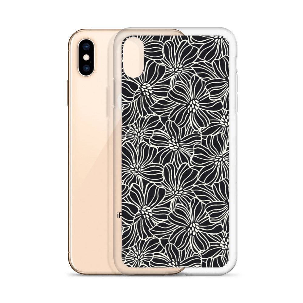 iPhone Case - Black White Flowers - 17 sizes  20.00 bigkahunatshirts