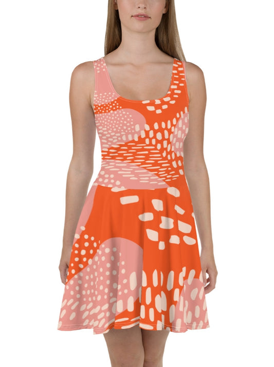 Orange Skater Dress women 55.00 bigkahunatshirts