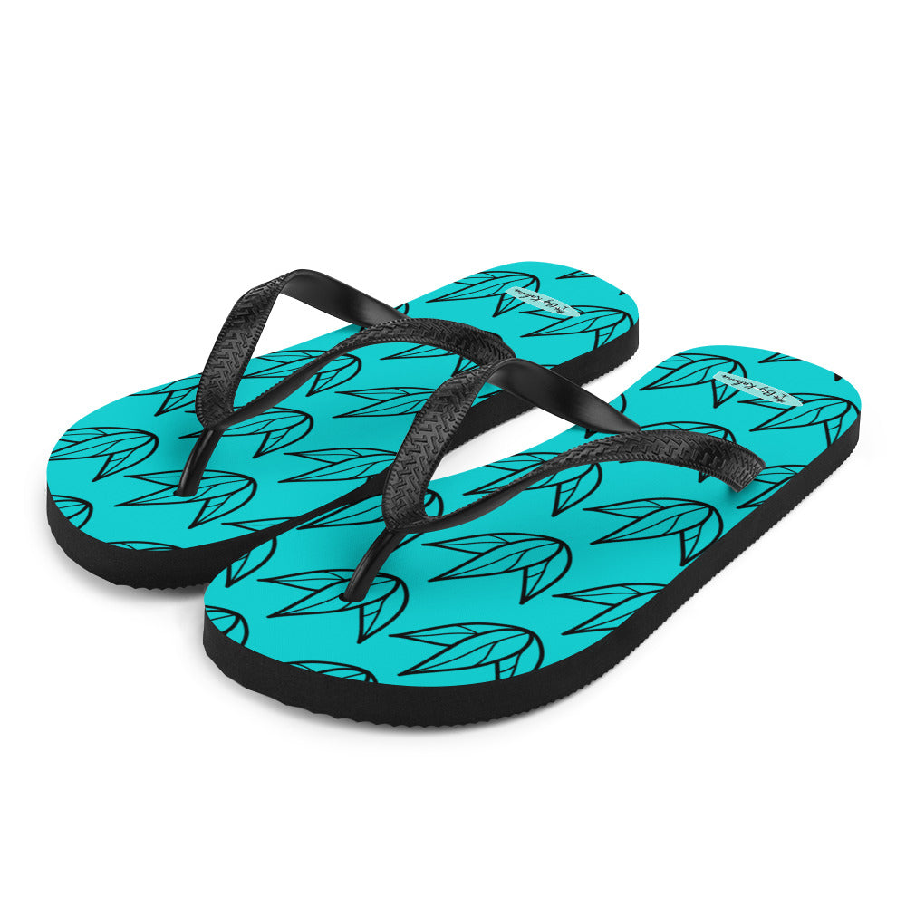 Flip-Flops - Turquoise and Black Lily Pattern  20.00 bigkahunatshirts